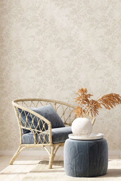  Tapete Vlies Zweige Mit Blüten Creme Grau Beige 37397-2