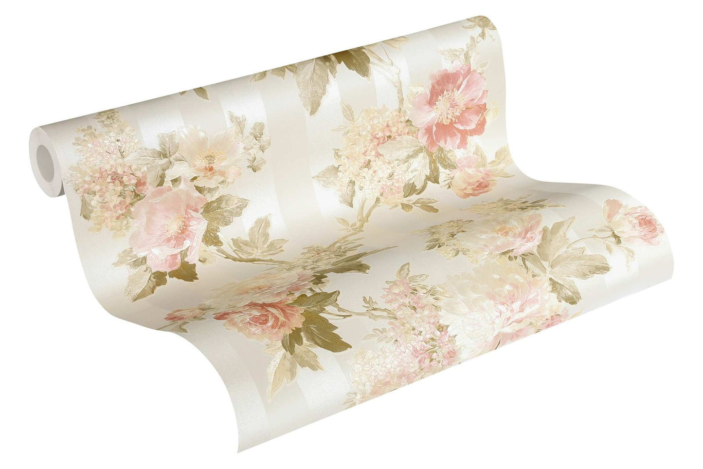 A.S. Creation Tapete Vlies Streifen Mit Blumen Creme-beige 30446-1