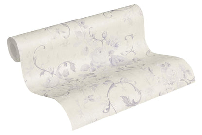 A.S. Creation Tapete Vlies Große Blüten Creme Violett 37224-5