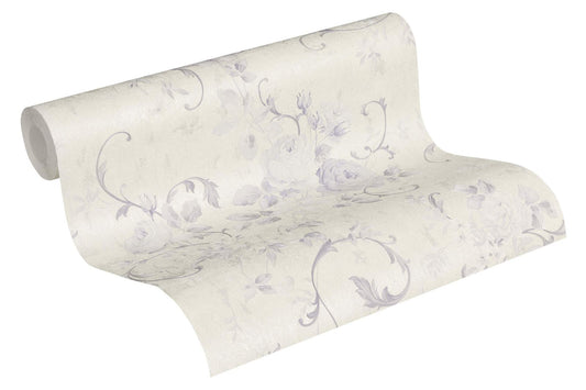 A.S. Creation Tapete Vlies Große Blüten Creme Violett 37224-5