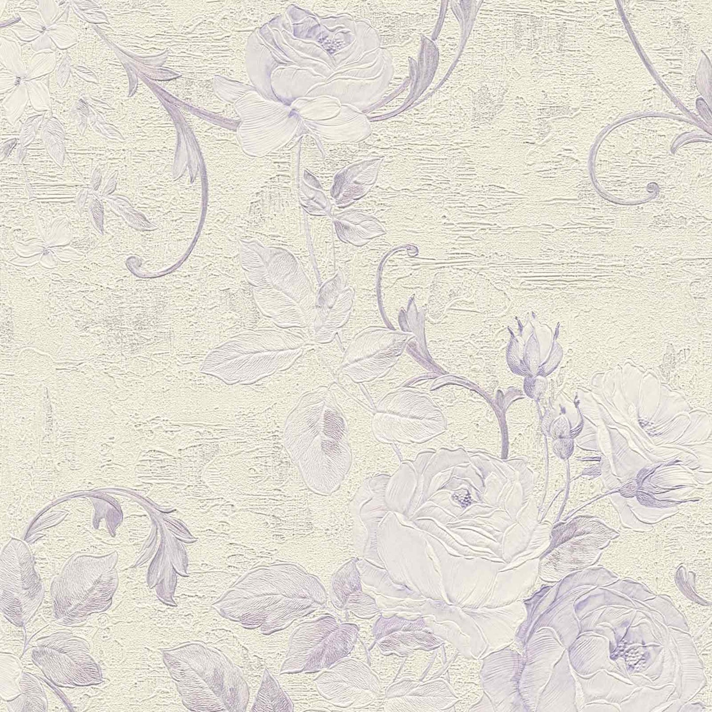 A.S. Creation Tapete Vlies Große Blüten Creme Violett 37224-5