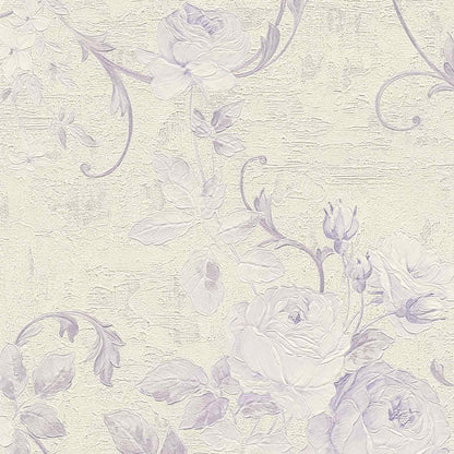 A.S. Creation Tapete Vlies Große Blüten Creme Violett 37224-5