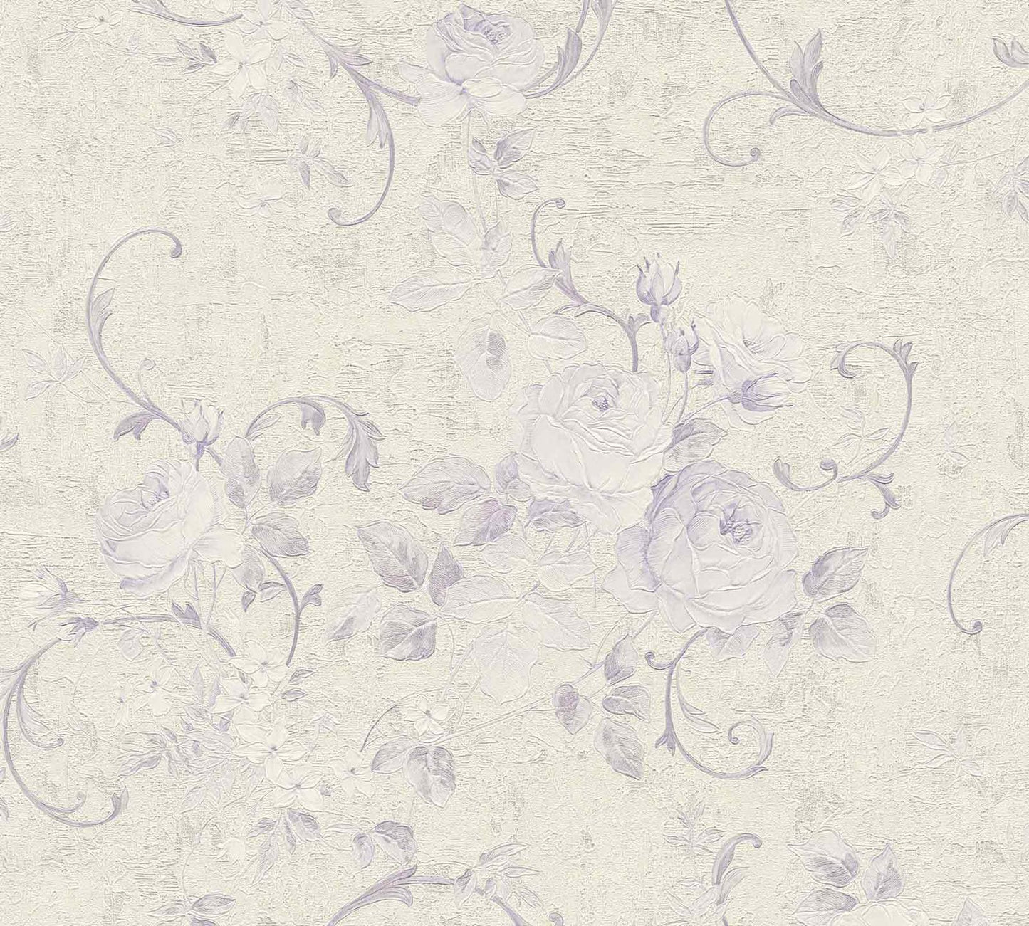 A.S. Creation Tapete Vlies Große Blüten Creme Violett 37224-5