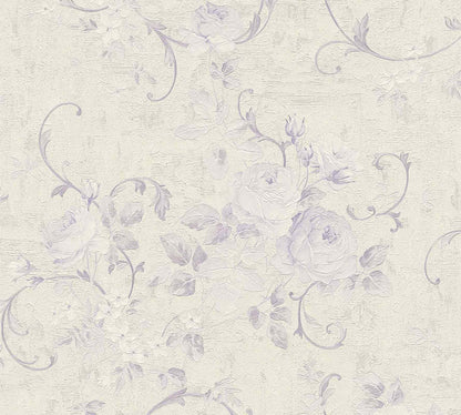 A.S. Creation Tapete Vlies Große Blüten Creme Violett 37224-5