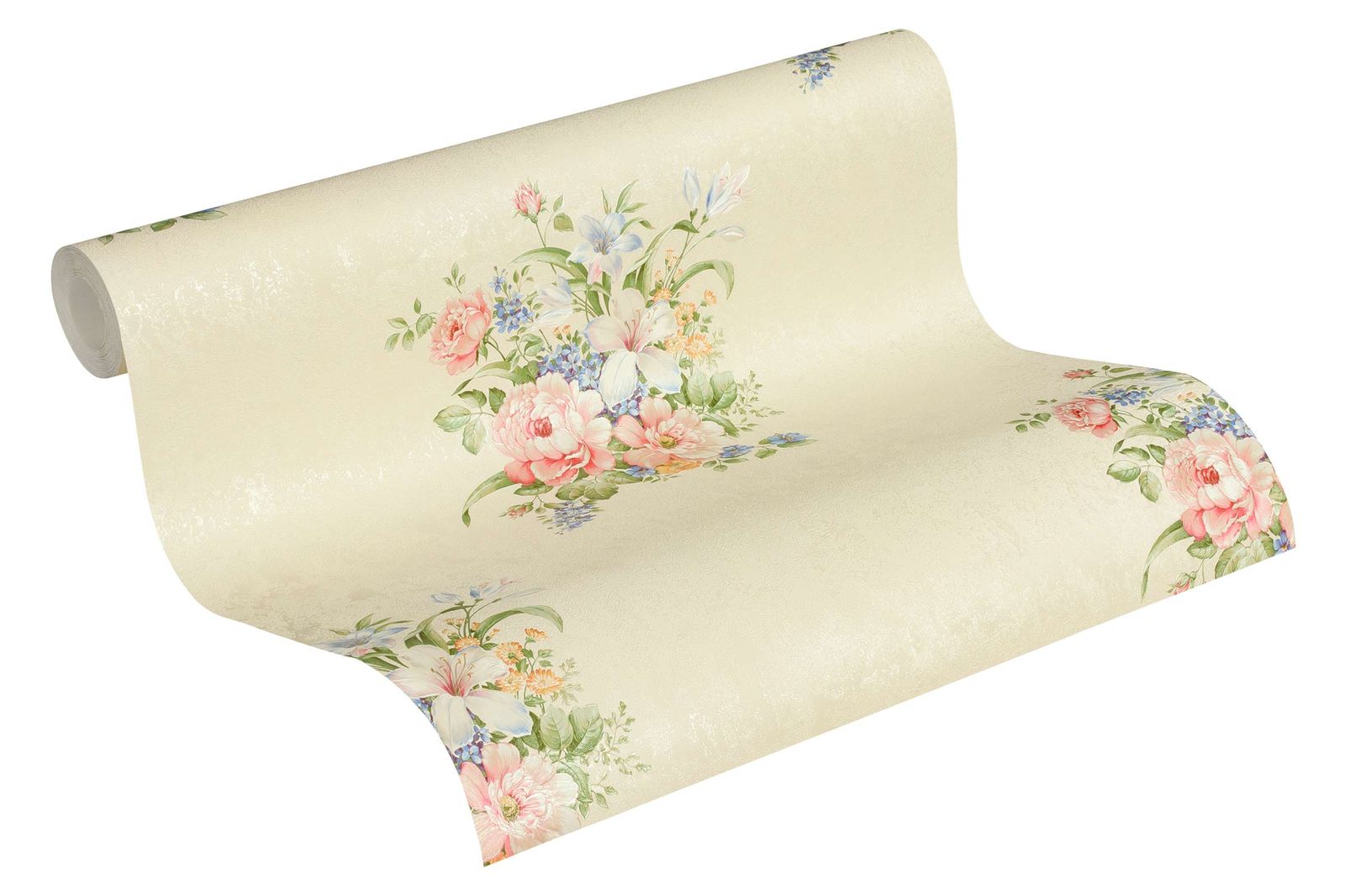 A.S. Creation Tapete Vlies Blumenstrauß Creme Grün Rosa 37225-1