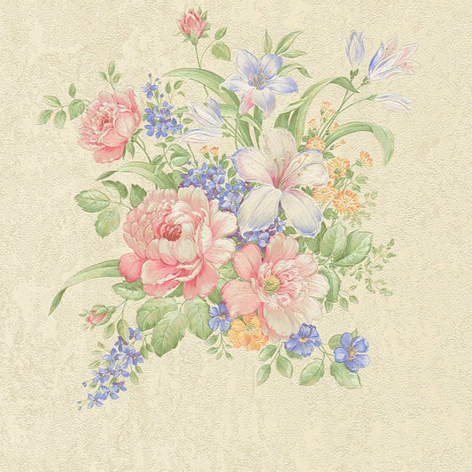 A.S. Creation Tapete Vlies Blumenstrauß Creme Grün Rosa 37225-1