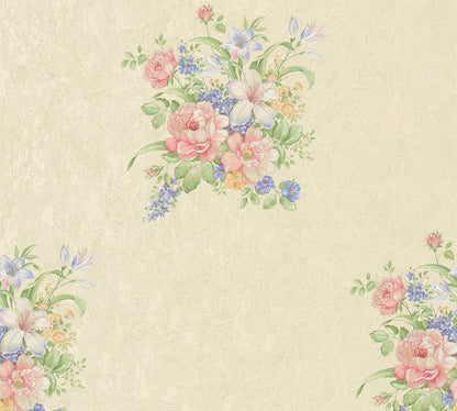 A.S. Creation Tapete Vlies Blumenstrauß Creme Grün Rosa 37225-1