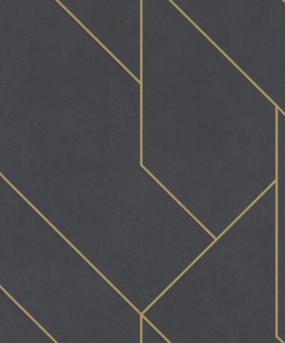  Tapete Vlies Rasch Grafik Linien Schwarz Gold 427431