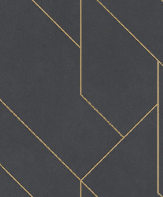  Tapete Vlies Rasch Grafik Linien Schwarz Gold 427431