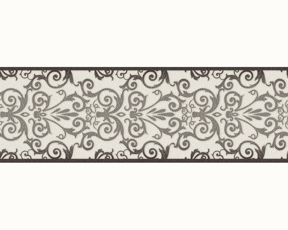  Versace Home Bordüre Barock Weiß Anthrazit 93547-2