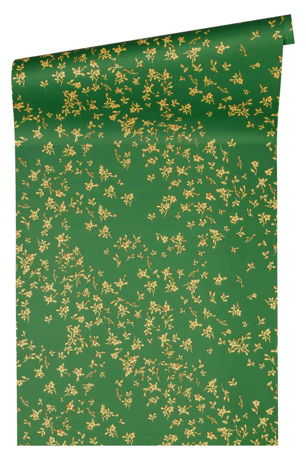  Versace Home Tapete Blumenregen Grün Gold Glanz 935856