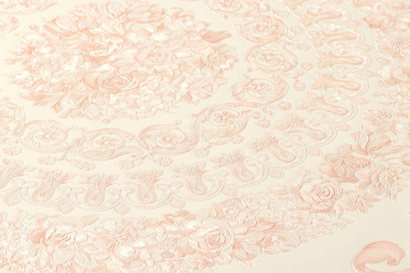  Versace Home Tapete Kacheln Rosa Creme Metallic 370556