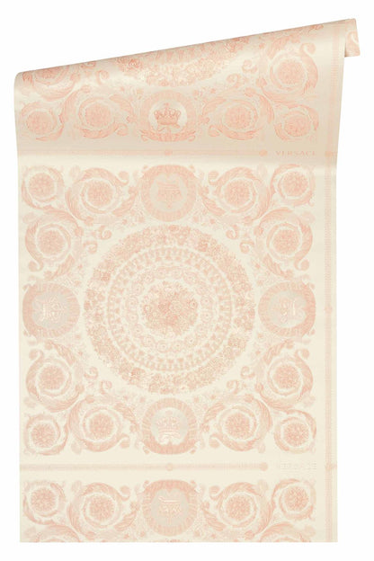  Versace Home Tapete Kacheln Rosa Creme Metallic 370556