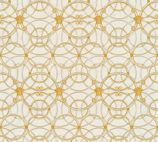  Versace Home Tapete Medusa Creme Gold Metallic 370491