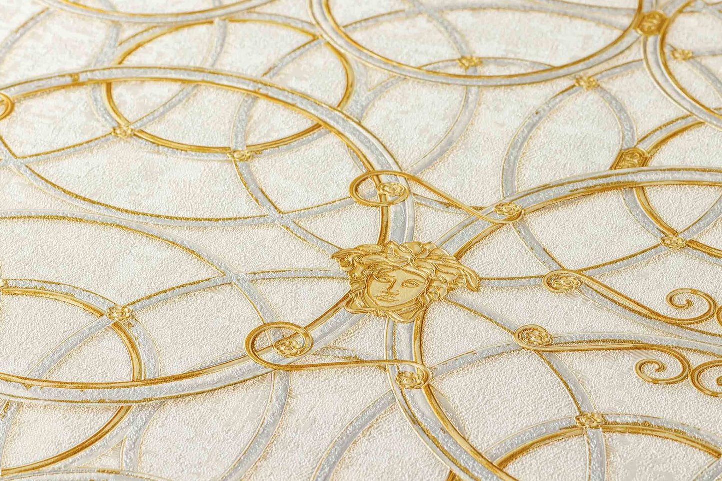  Versace Home Tapete Medusa Creme Gold Metallic 370491