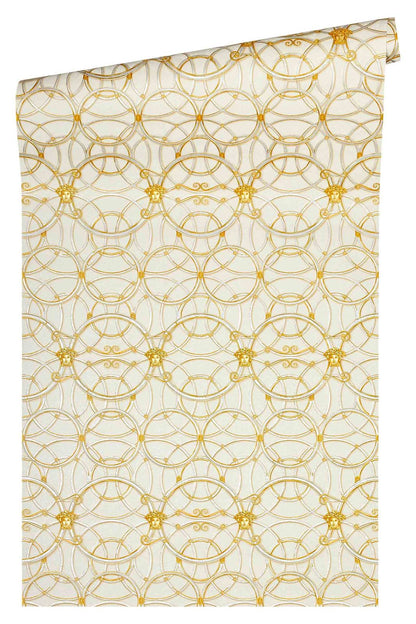 Versace Home Tapete Medusa Creme Gold Metallic 370491