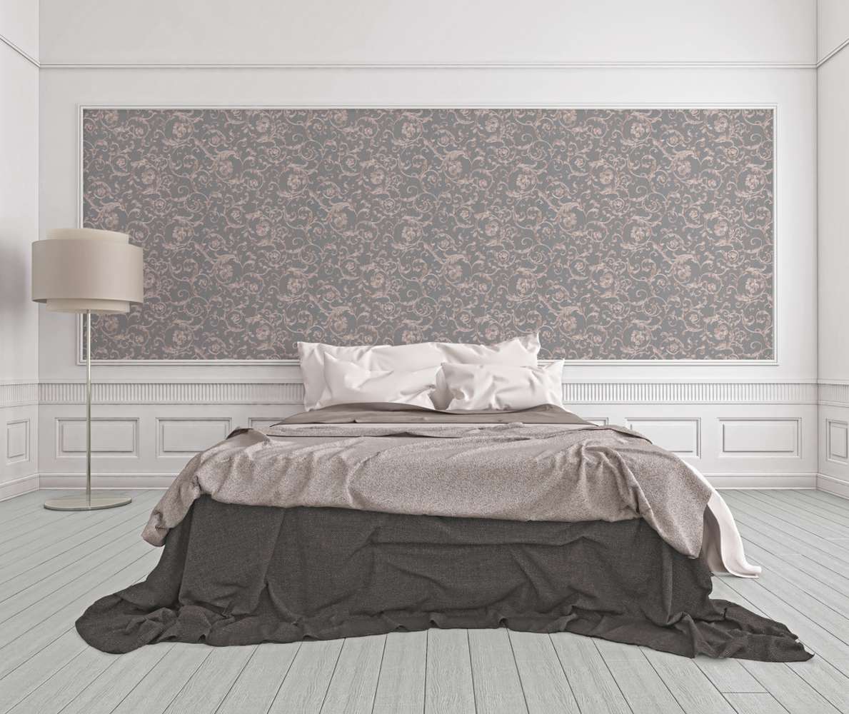  Versace Home Tapete Floral Grau Silber-grau Glitzer 34326-5