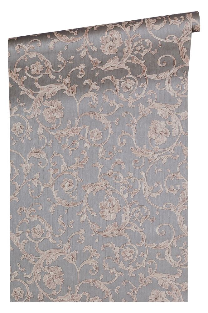  Versace Home Tapete Floral Grau Silber-grau Glitzer 34326-5