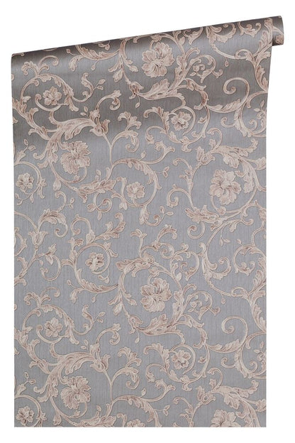  Versace Home Tapete Floral Grau Silber-grau Glitzer 34326-5