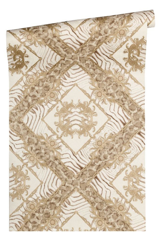  Versace Home Tapete Ornament Zebra Taupe Glanz 34904-1