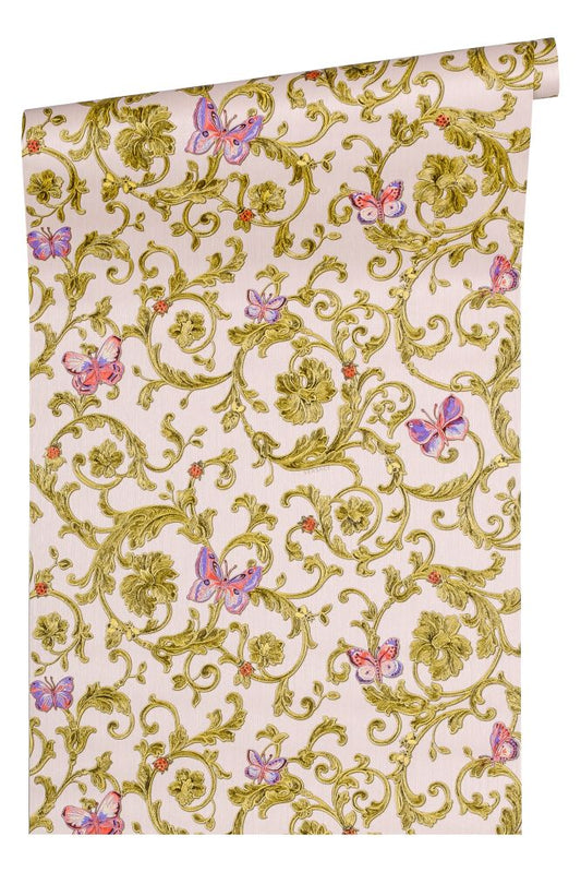  Versace Home Tapete Ranken Rosé Rot Glitzer 34325-4
