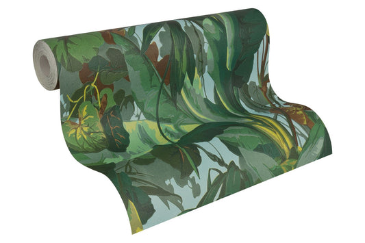 A.S. Creation Vinyltapete 95898-1 Cartoon Blätter Wald Grün Blau Braun