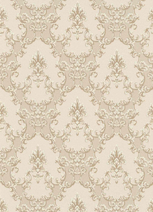  Vinyltapete Barock Textil Beige Creme Glanz 6376-14