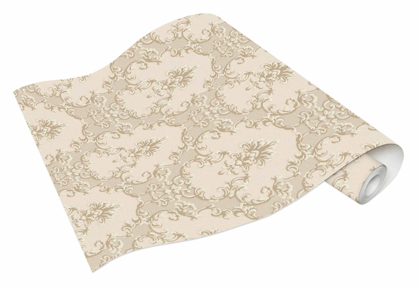  Vinyltapete Barock Textil Beige Creme Glanz 6376-14