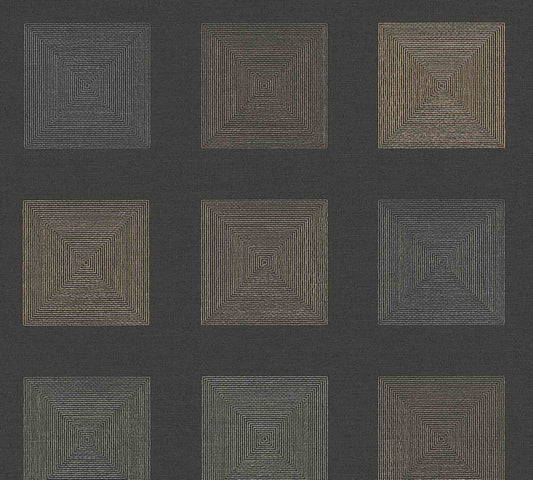 A.S. Creation Vinyltapete Kacheln Grafik Schwarz Bronze 37172-4