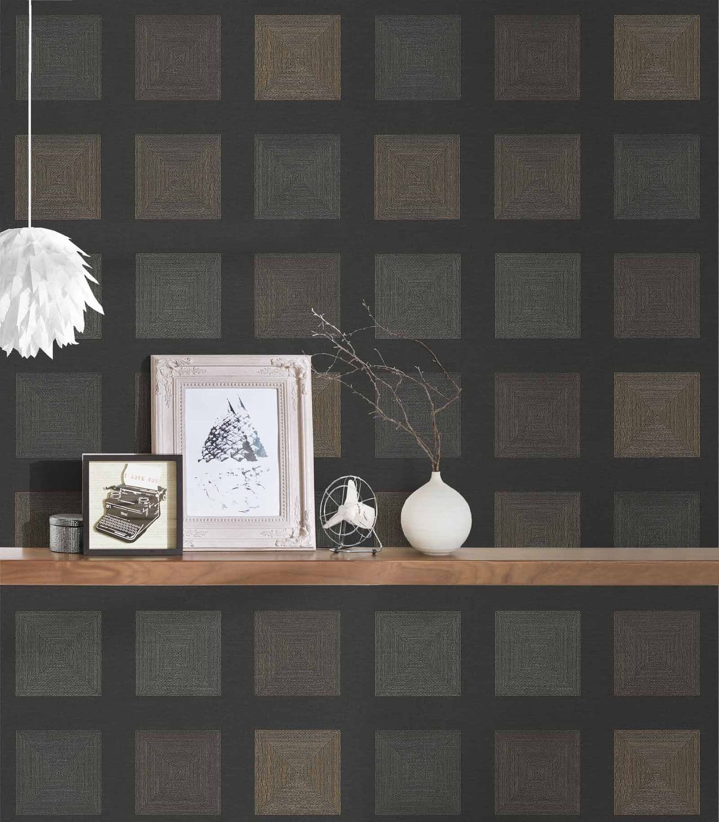 A.S. Creation Vinyltapete Kacheln Grafik Schwarz Bronze 37172-4