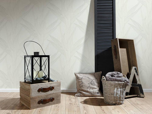  Vlies Tapete Blätter Cremeweiß Hygge Livingwalls 36123-4