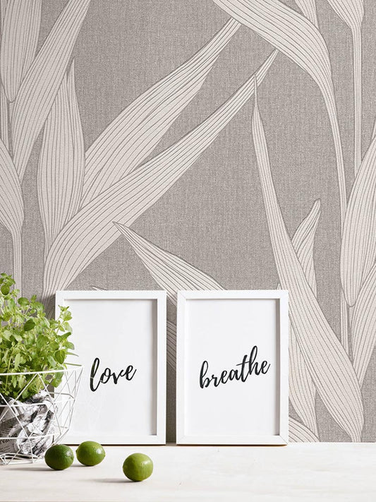  Vlies Tapete Blätter Dunkelgrau Hygge Livingwalls 36123-3