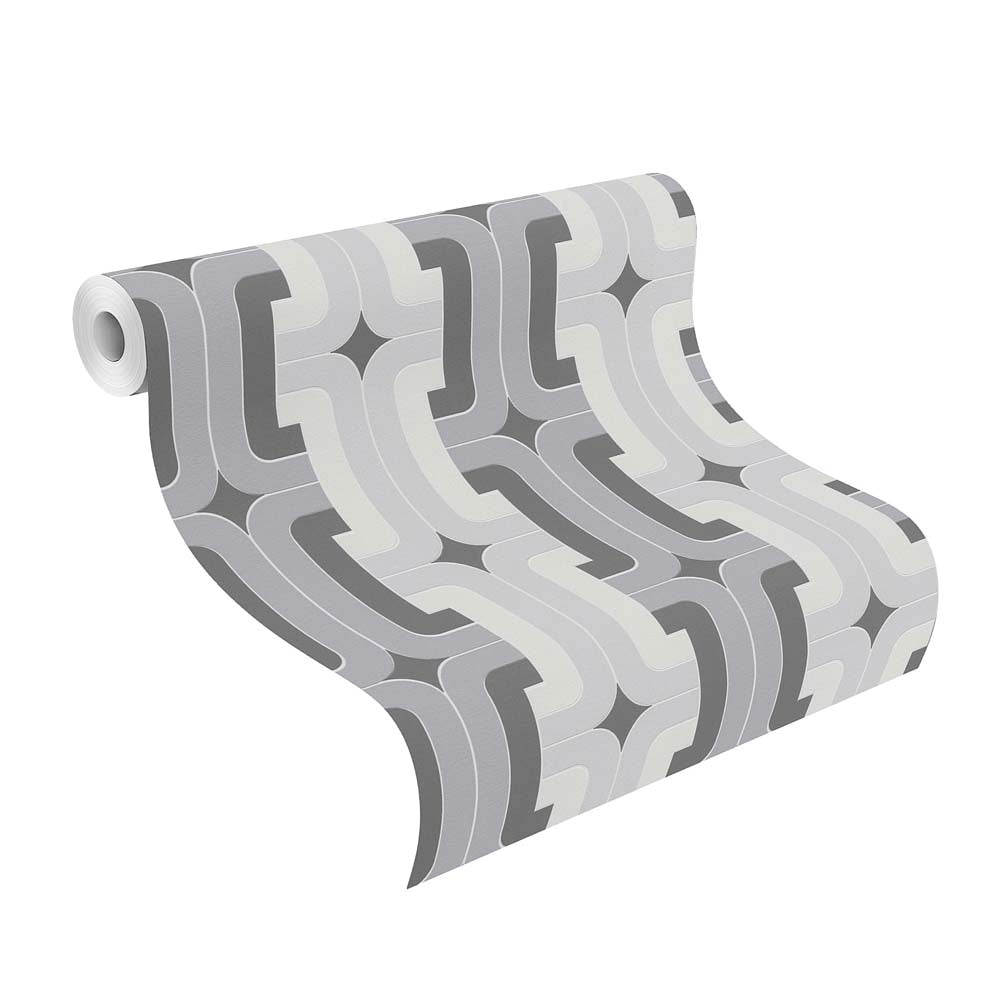  Vlies Tapete Design Retro Grau Hellgrau Rasch 804805