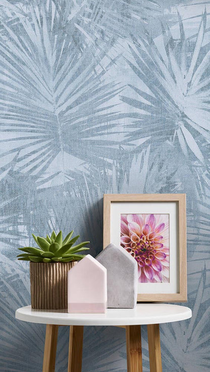  Vlies Tapete Palmenblatt Blau Hygge Livingwalls 36385-5