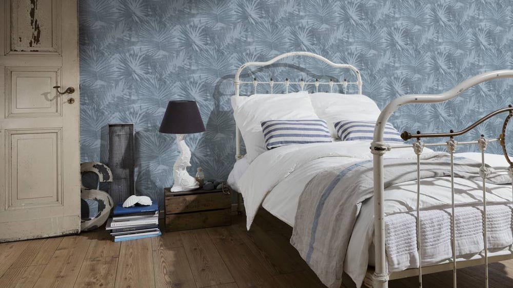  Vlies Tapete Palmenblatt Blau Hygge Livingwalls 36385-5