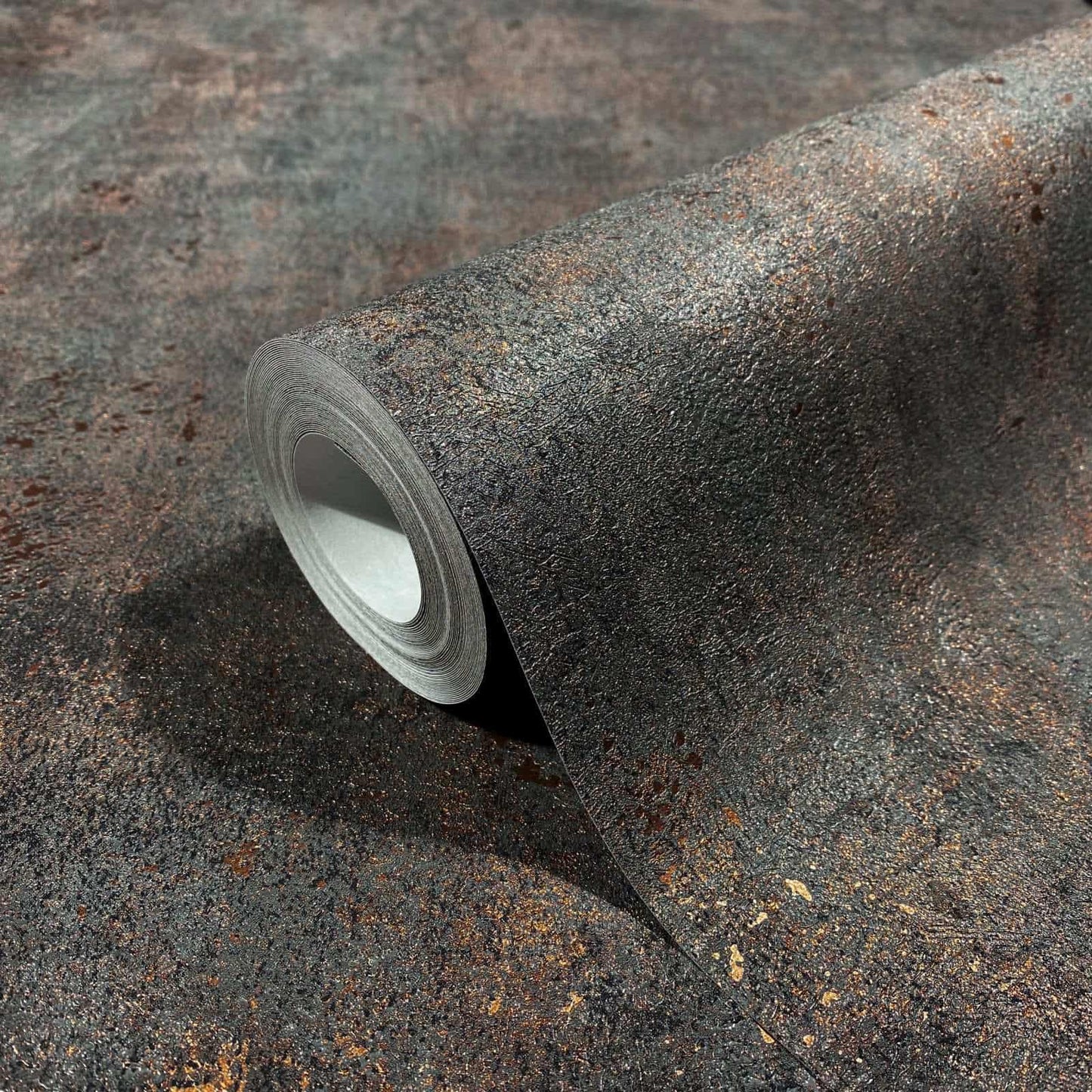  Vliestapete Marburg Schwarz Kupfer Uni Beton Optik 34270