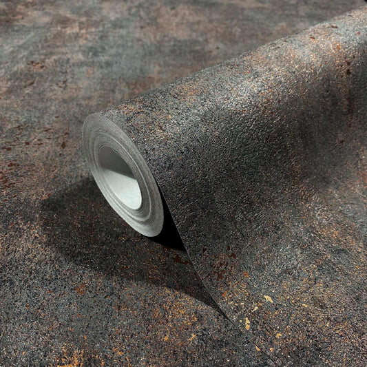  Vliestapete Marburg Schwarz Kupfer Uni Beton Optik 34270