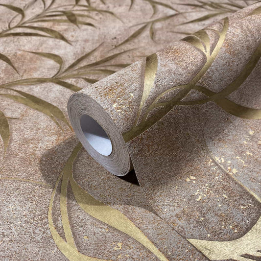  Vliestapete Marburg Braun Gold Blätter Floral 34288