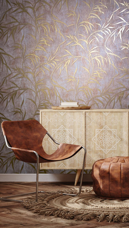  Vliestapete Marburg Braun Gold Blätter Floral 34288