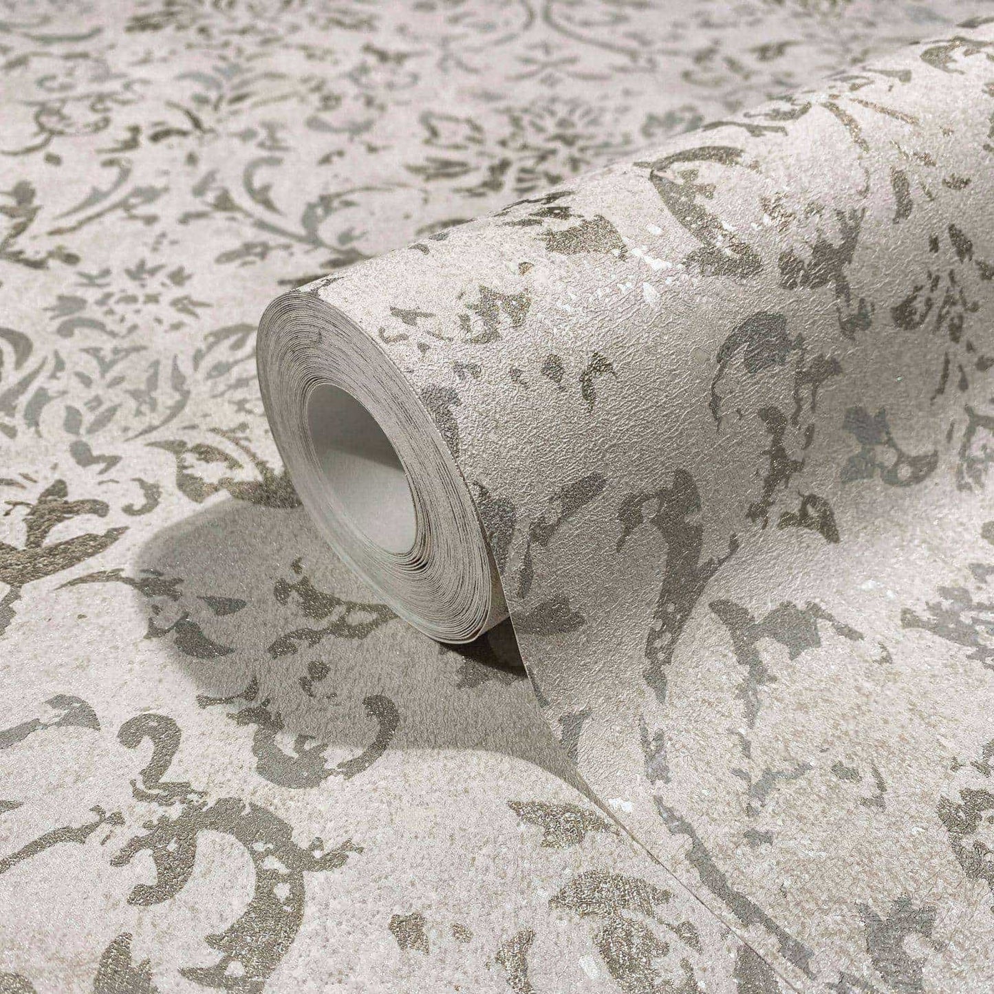  Vliestapete Marburg Grau Gold Damast Motiv 34291