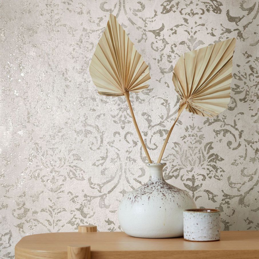  Vliestapete Marburg Grau Gold Damast Motiv 34291