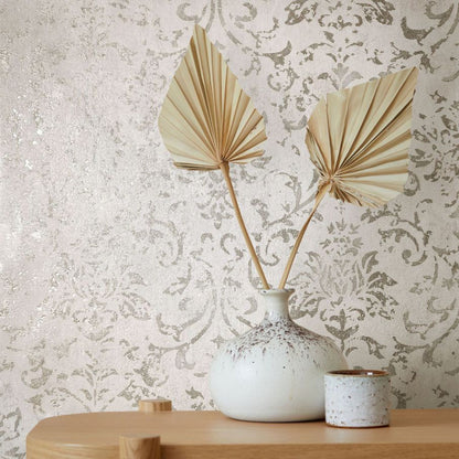  Vliestapete Marburg Grau Gold Damast Motiv 34291