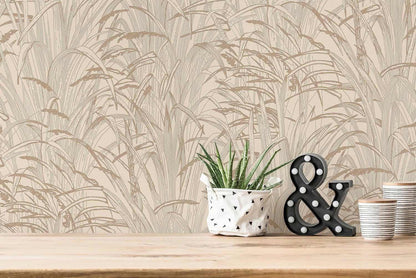 A.S. Creation Vliestapete 386002 Blätter Creme Kupfer Metallic