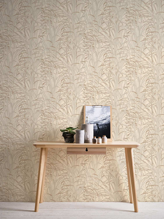 A.S. Creation Vliestapete 386002 Blätter Creme Kupfer Metallic