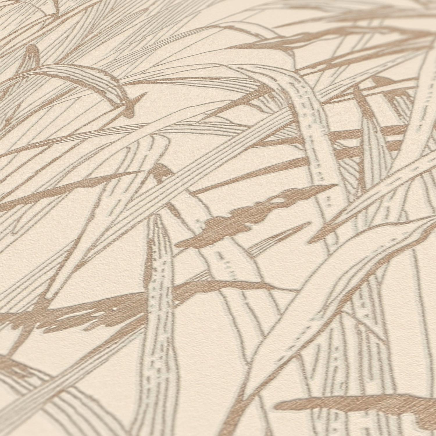 A.S. Creation Vliestapete 386002 Blätter Creme Kupfer Metallic