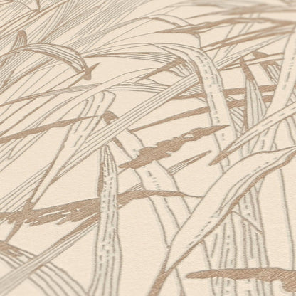 A.S. Creation Vliestapete 386002 Blätter Creme Kupfer Metallic