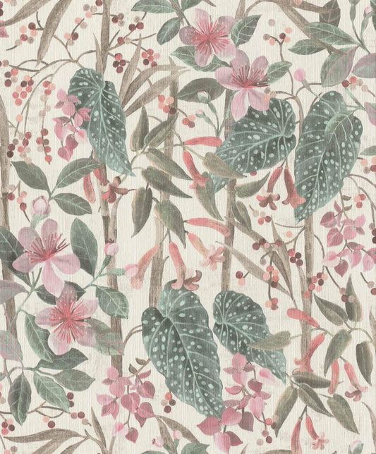  Vliestapete 538212 Rasch Cremeweiß Rosa Blumen