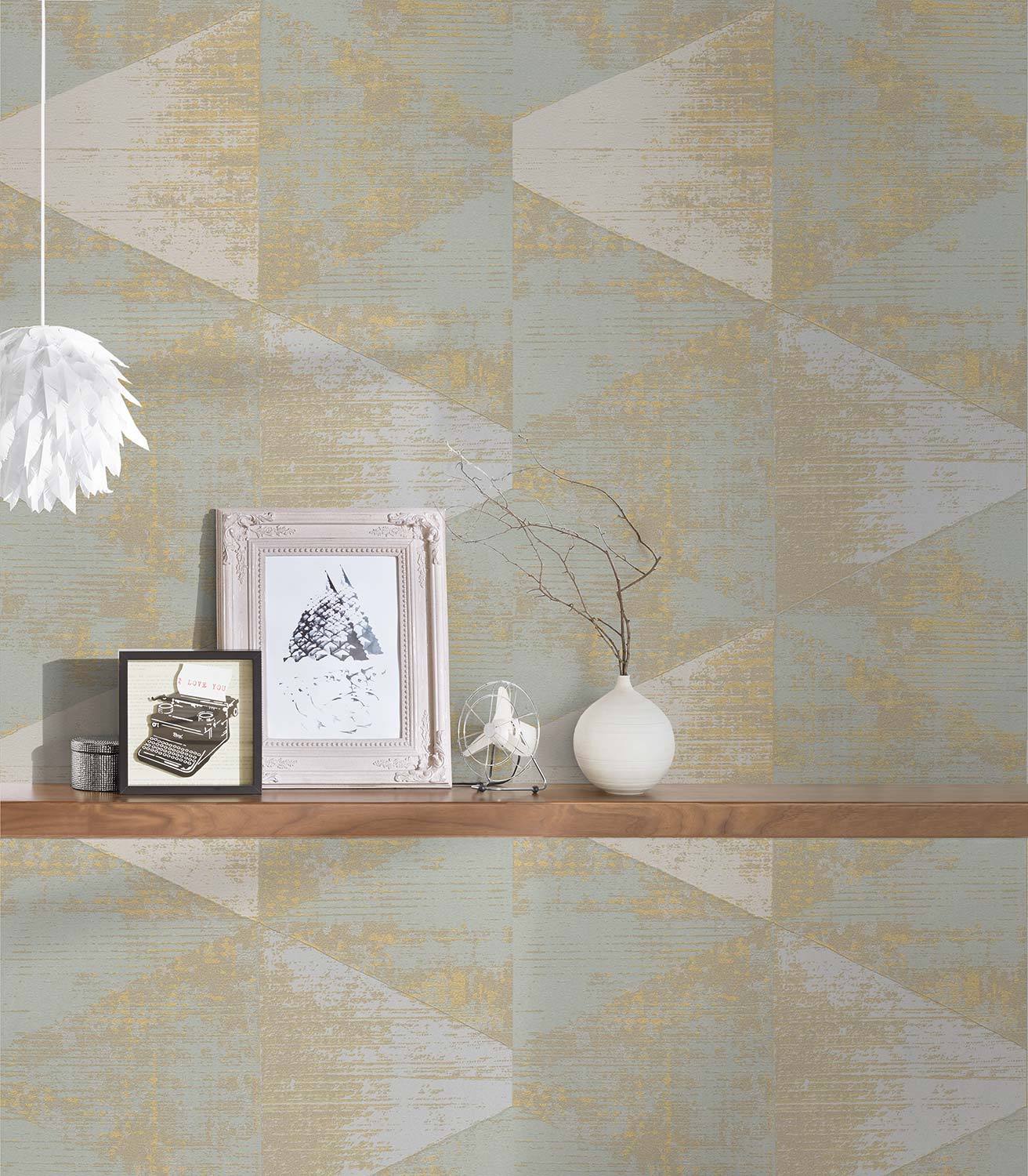 A.S. Creation Tapete Vlies Blau Gold Dreieck Vintage 383531 AS Geo Effect