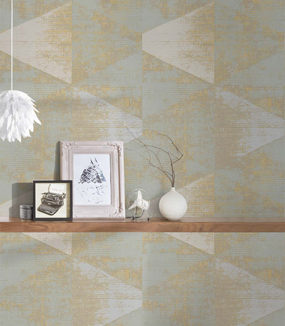 A.S. Creation Tapete Vlies Blau Gold Dreieck Vintage 383531 AS Geo Effect