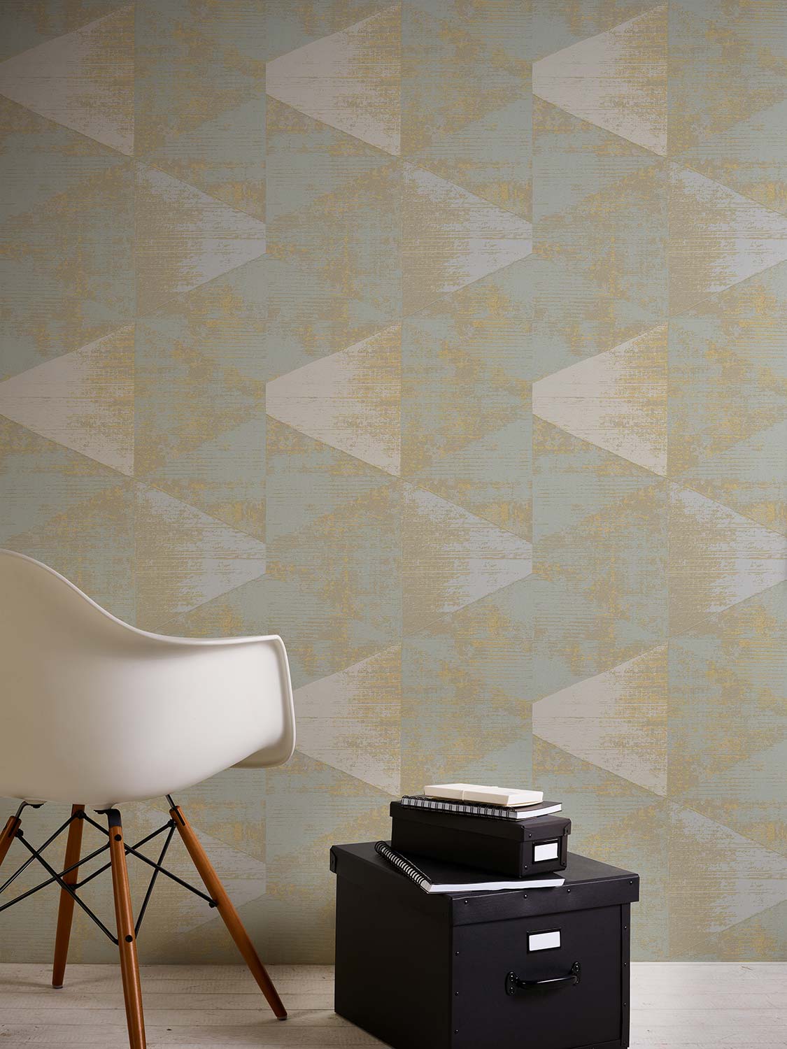 A.S. Creation Tapete Vlies Blau Gold Dreieck Vintage 383531 AS Geo Effect